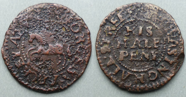 Basinghall Street, George Starckey halfpenny token Basinghall Street, George Starckey halfpenny token